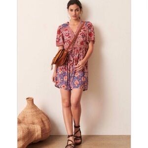 Floral Bohemian Dress - Red and Blue